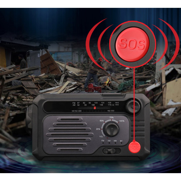 Soldriven nödhandhållen NOAA WB-bandsradio Bluetooth