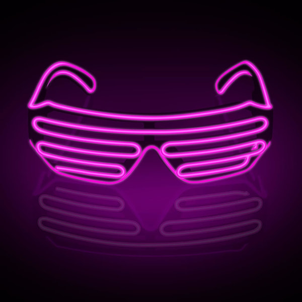 (Rosa) Neon Rave Glasögon El Wire Blinkande LED Solglasögon Lyser Upp