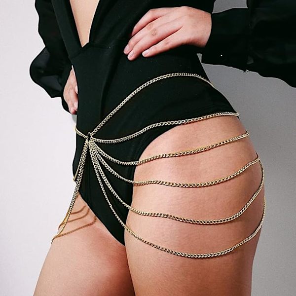 Hopeainen tupsuvyöketju kristalli body chain strassinen vatsa