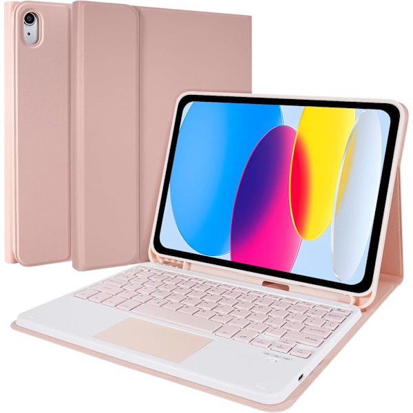 Touchpad-etui til iPad 10. generation med tastatur, Folio-etui med aftageligt tastatur til den nye iPa