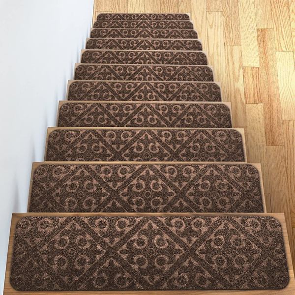 1 stk. 20 * 76 cm brun anti-slip tæppe trappetrin, anti