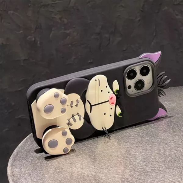 Ny Is Funda De Silicona Lucifer Cat för iPhone 16pro Max, med Stöd