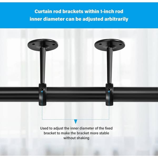 Justerbar takfäste för gardinstång, 2-pack, svart