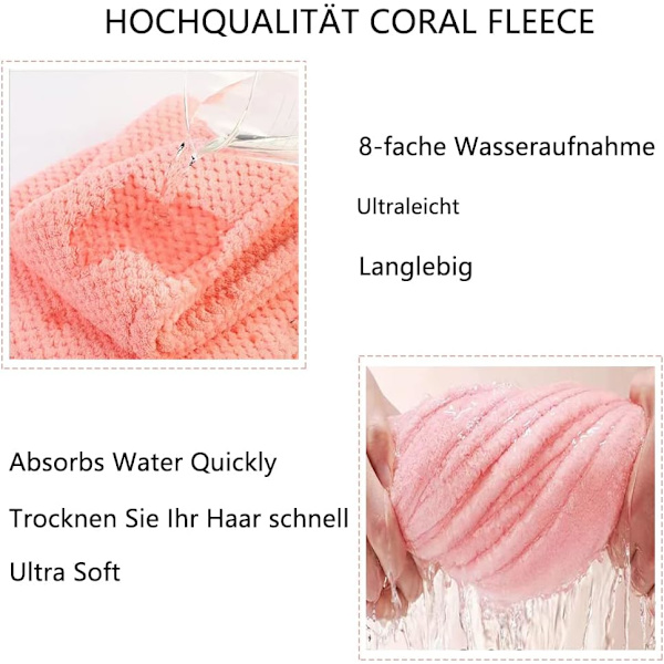 Tjock hårtork med knapp, mikrofiberhandduk, torkhatt och