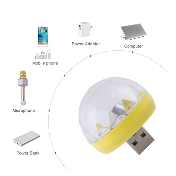 2 stemmeaktiverede LED-scenenlys, mobiltelefon USB mini