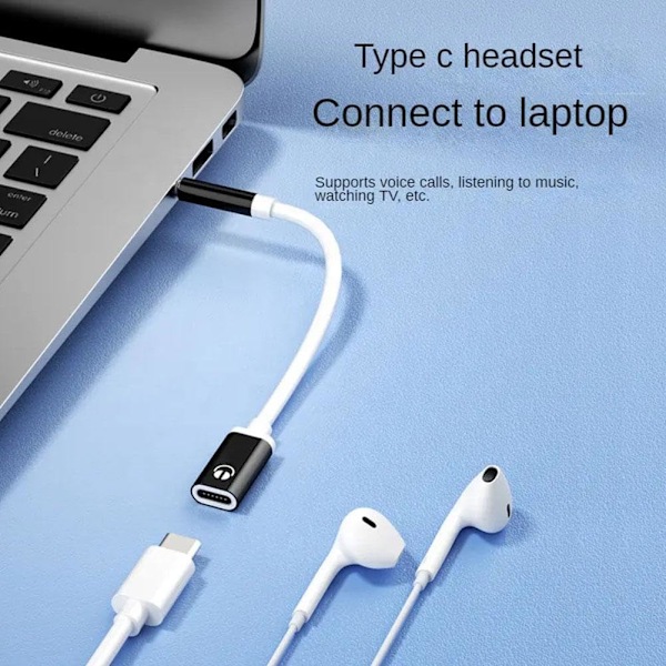 2 kpl Musta 3,5 mm:n uros - Type-C naaras audiokaapeli