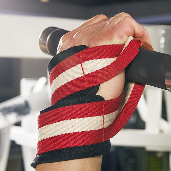 Handledsskydd halkfri slitstark 8-formad fitness lyftrem för styrkelyft (röd)m