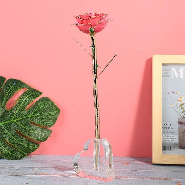 En akryl rose-displayramme, enkelt ægte rose hjerteformet