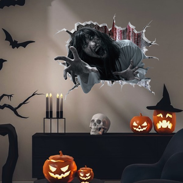 3D Halloween Väggdekaler Skrämmande Halloween Zombie Vägg Golv