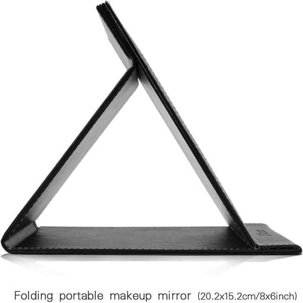 1 sort PU læder makeup spejl 17 * 12.2CM skrivebordsmakeup