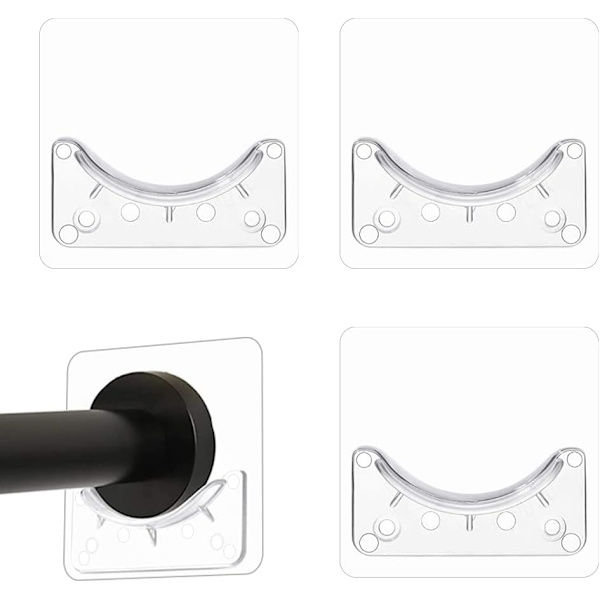 4-pack transparent duschdraperi stångfäste, väggmonterat