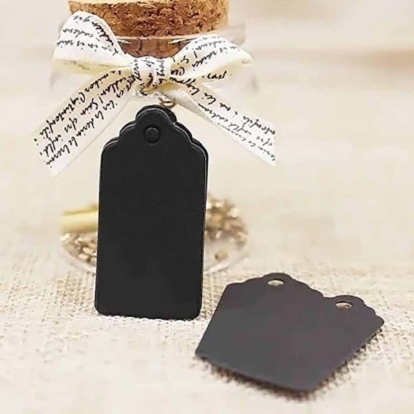 Kraft gavemærker (sorte) - 100 stk. - 5x3CM Blanke mærker til gaver