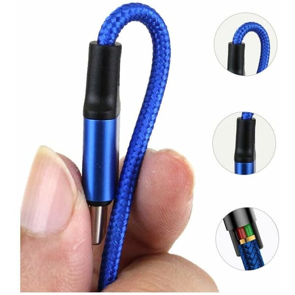 Multi USB-kabel, 3 i 1 Multi USB-laddningskabel Nylon Flätad Snabbladdning - 1,2M, Röd