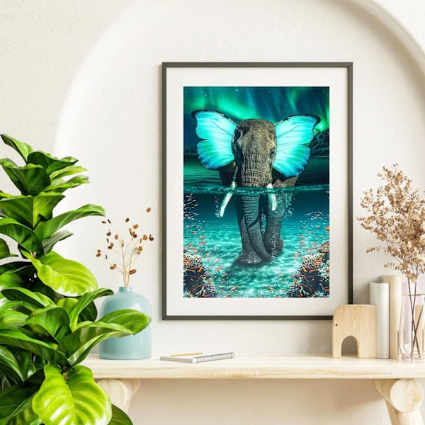 5D DIY Elefant Diamantmålning, DIY Aurora Broderi Diamant