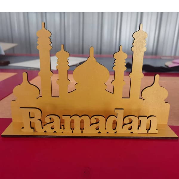 1 st DIY Mubarak-prydnader Eid Mubarak Träprydnad Ramadan