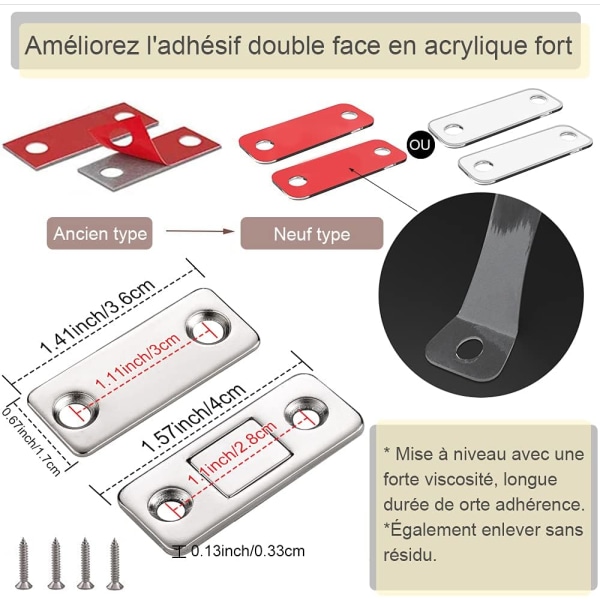 Magnetisk dørmagnetsett med 6 ultra tynne rustfrie stål