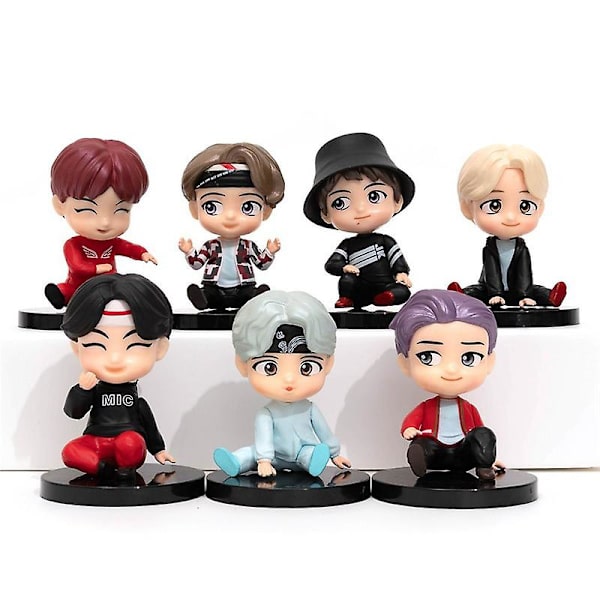 7 st/1 set koreanska BTS-figurer samling medlemmar handgjorda bordsdekorationer dockor sittande stil