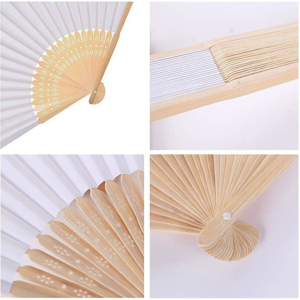 12 stk. Svart Bryllupsvifte Folding Fan Trefifte Papir og Hvit Japansk Vifte Lomme Folding Brudepiker Gaver Bryllupsfest Dekor Dans