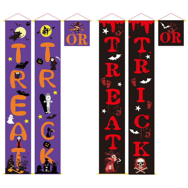 3 Stykker Trick OR Treat Banner Halloween Dørskilt Udendørs