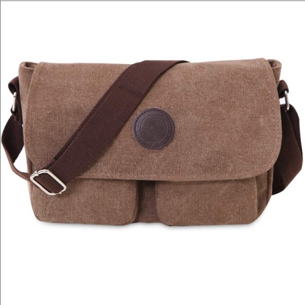（Brun）Axelremsväska Canvas Axelremsväska Unisex Axelväskor 7.9