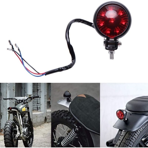 12V Motorcykel Bakljus Bromsljus Röd LED Bakbromslampa för Street Bike Chopper Bobber Cafe Racer Cruiser