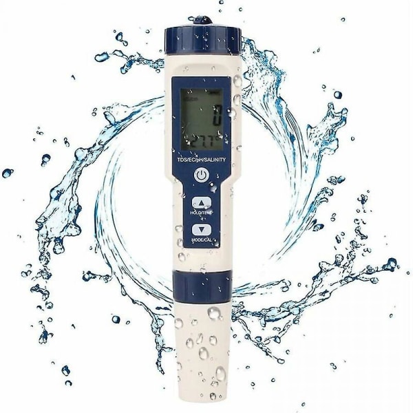 5 i 1 vandtester, multifunktionel vandkvalitetstester, digital Tds/ec/salinitet/ph/temperatur til drikkevand, pool, akvarium, fiskebeholder