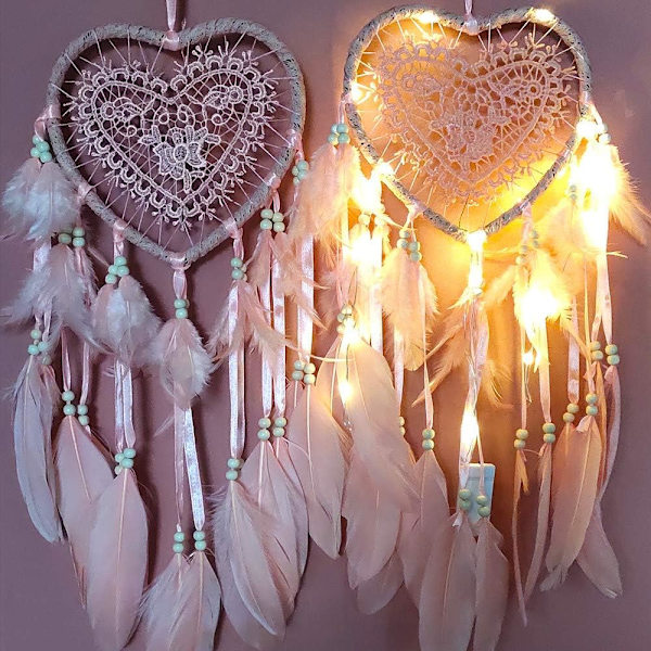 Drømmesnapper (20*45cm, Lyserød, Lys), Boho Stil LED Lys