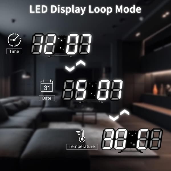 3D LED Digitalt Vækkeur til Skrivebord, 23 cm - Sort
