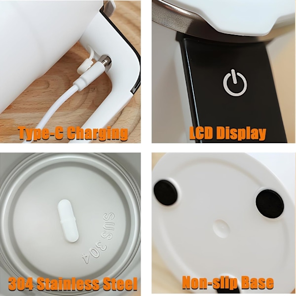 Elektrisk Magnetisk Själv-Rörande Kaffekopp med Lock, Automatisk Magnetisk Rörkopp med Digital Display, Laddningsbar