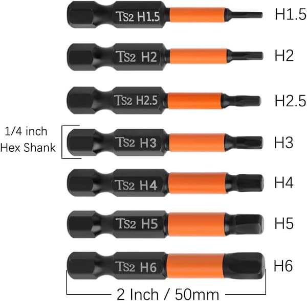 7 stk. Magnetisk Unbrakonøgle Borbitsæt H1.5-H6 Metrisk 2 Tommer