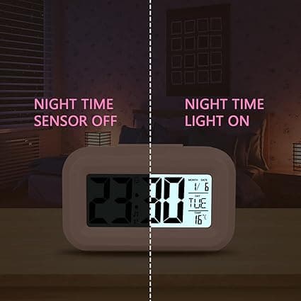 (Rosa) Digital väckarklocka för sängbordet, LED-display med