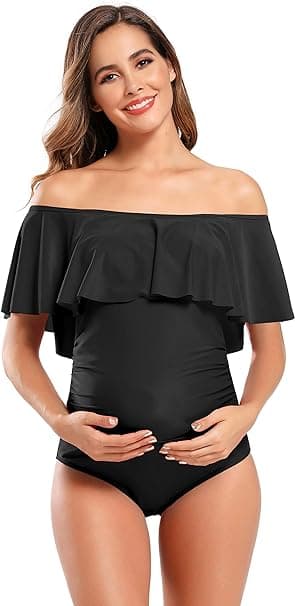 Graviditetsbadkläder 1-delad Strapless Bikini 1-delad Graviditet