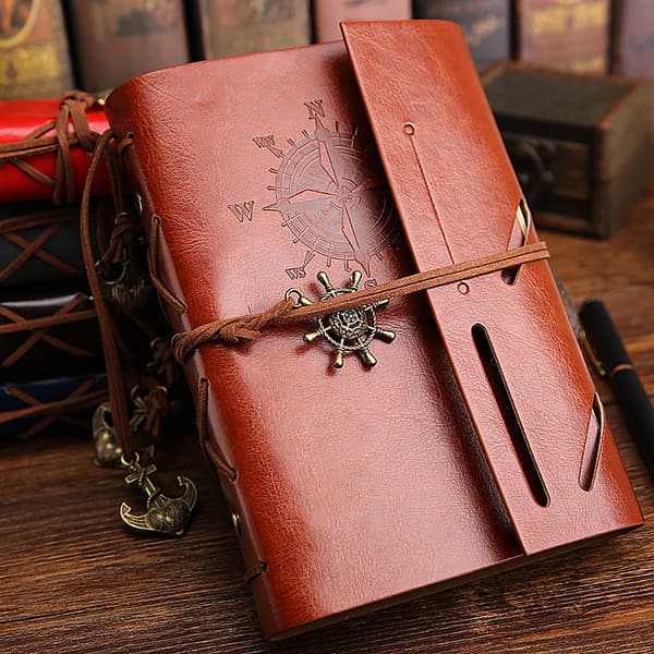 A brown retro refillable notebook, 125*185 mm loose-leaf