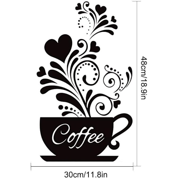 Kaffekopp + Blomma' Köksväggdekaler - Avtagbar Vägg