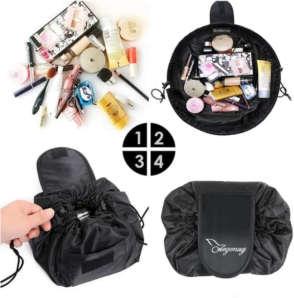 Makeup Taske, Snøredesign Et-Trins Organizer (Sort)