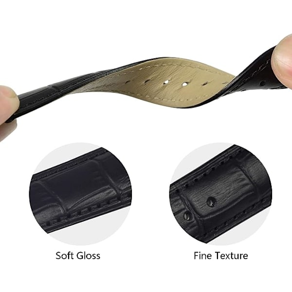 Klockarmband i Läder 14mm - Kalvskinnarmband för Män Kvinnor -