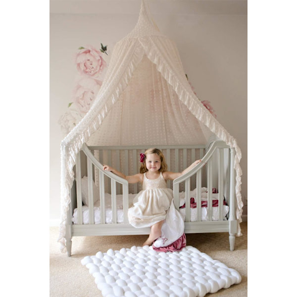 Elegant Sengestopp for Baby- og Juniorseng - Blonder og Tyll Myggnett