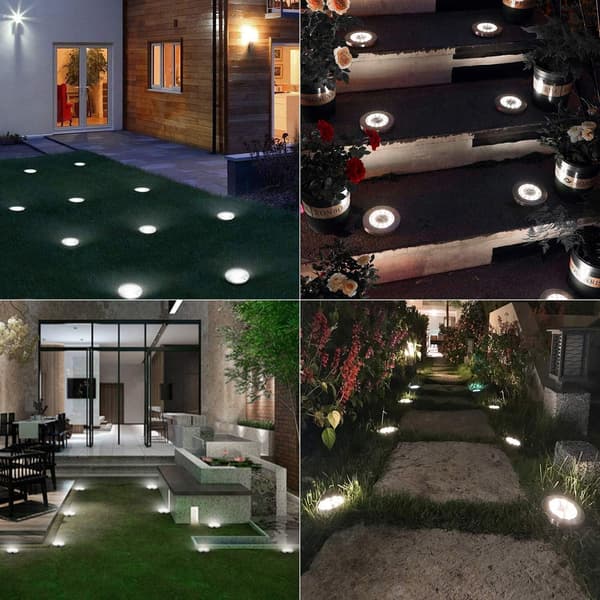 Udendørs solcellelys, 12 stk. 8 LED solcellelys, havegulv