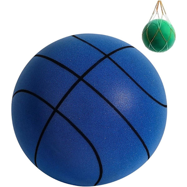 Tyst basketboll, tyst boll, inomhusträningsboll med låg ljudnivå, obelagd skumboll med hög densitet, mikroporös tyst skumbasketboll blå 22