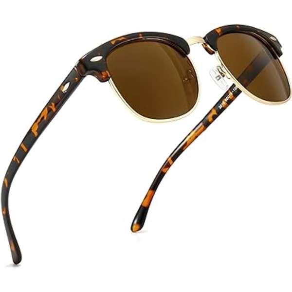 Retro Round Semi Rimless Polarisoivat Aurinkolasit UV-Suojalla