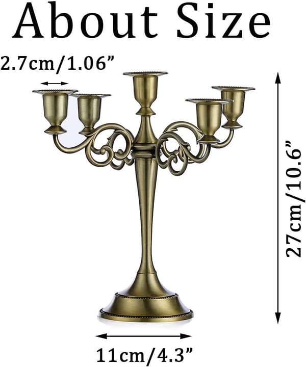 1 stk 5 Lysestaker til Bryllup, Sink Legering Lys, Spisestue