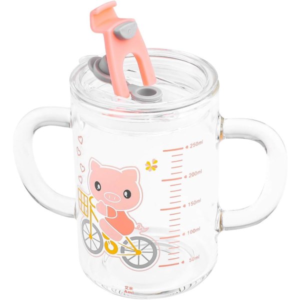 Inlärningskopp med halmsilikon Barn Baby Glas Mjölkkopp Vatten