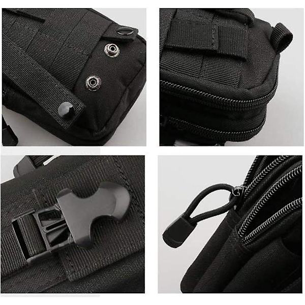 Taktisk bälte, bältesväska Den multifunktionella Molle EDC Gadget Utility Mobiltelefonväska för vandring Resor Sport Utomhus（svart）