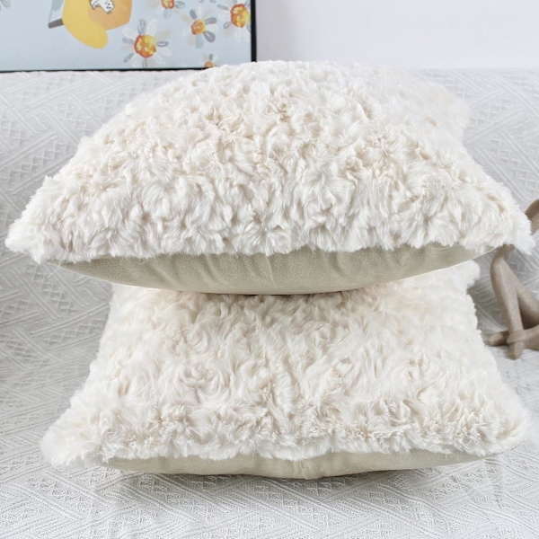 Mjuk konstgjord pälskudde dekorativ plyschkuddfodral 45*45cm