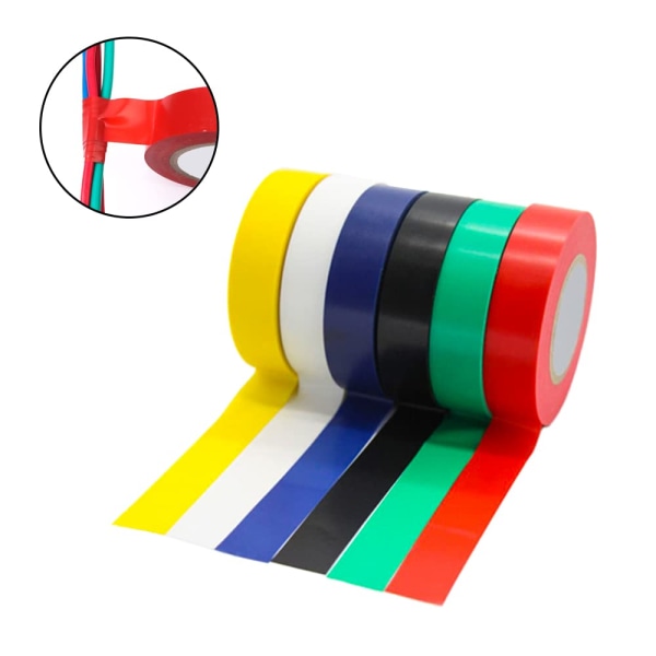 Farvet klæbende tape 6 stykker elektrisk isoleringstape PVC