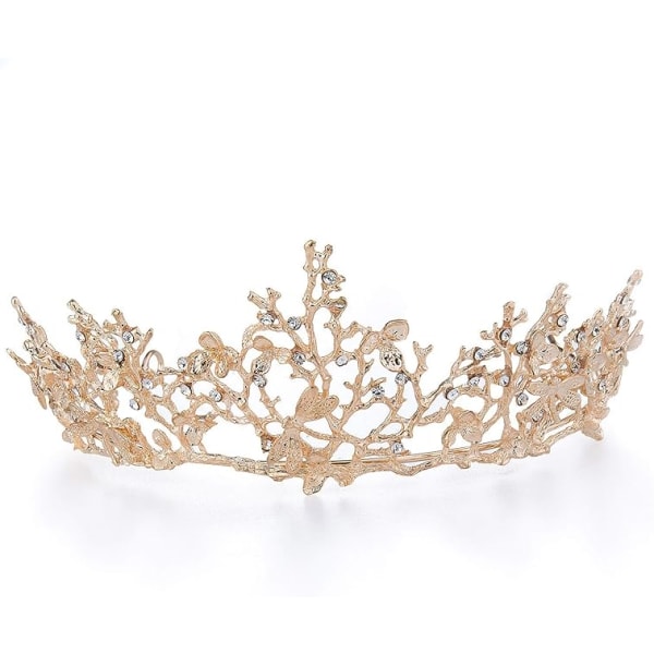 Roseguld Bryllupskrone Rhinestone Tiara til Kvinder, Barok