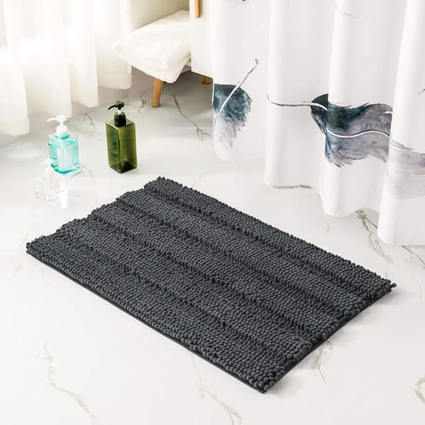 40×60cm, Grå Ekstra Absorberende Bademåtte Mikrofiber Chenille Brusebad