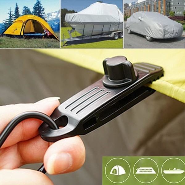 Presenningsklämmor, kraftiga låsklämmor för att hålla upp presenningar, campingmarkiser, 10 st
