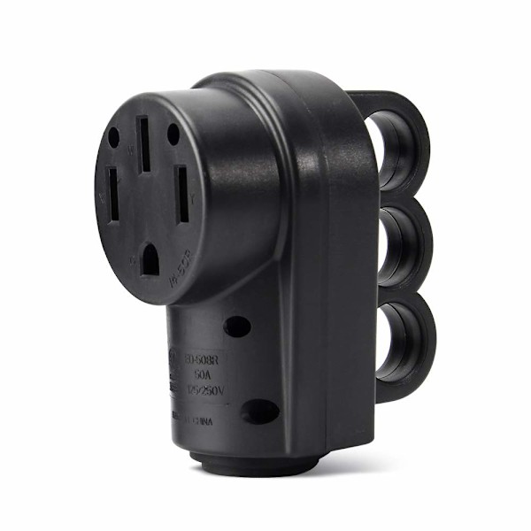 Heavy Duty RV 50 Amp Hunnkontakt - Erstatningsplugg 50 Amp RV Pluggkontakt med Grip Håndtak for Bobil, Campingvogn, Caravan, Mo
