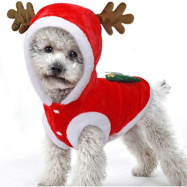Husdjur hund/katt vinter juldräkt rådjur kostym husdjurskläder